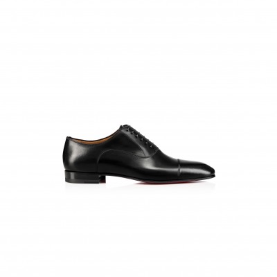 CHRISTIAN LOUBOUTIN GREGGOLACE UP SHOES PATINATED CALF LEATHER BLACK MEN 1150376BK01